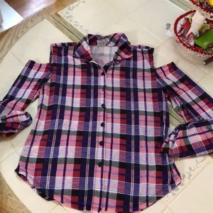 Cold shoulder button up shirt